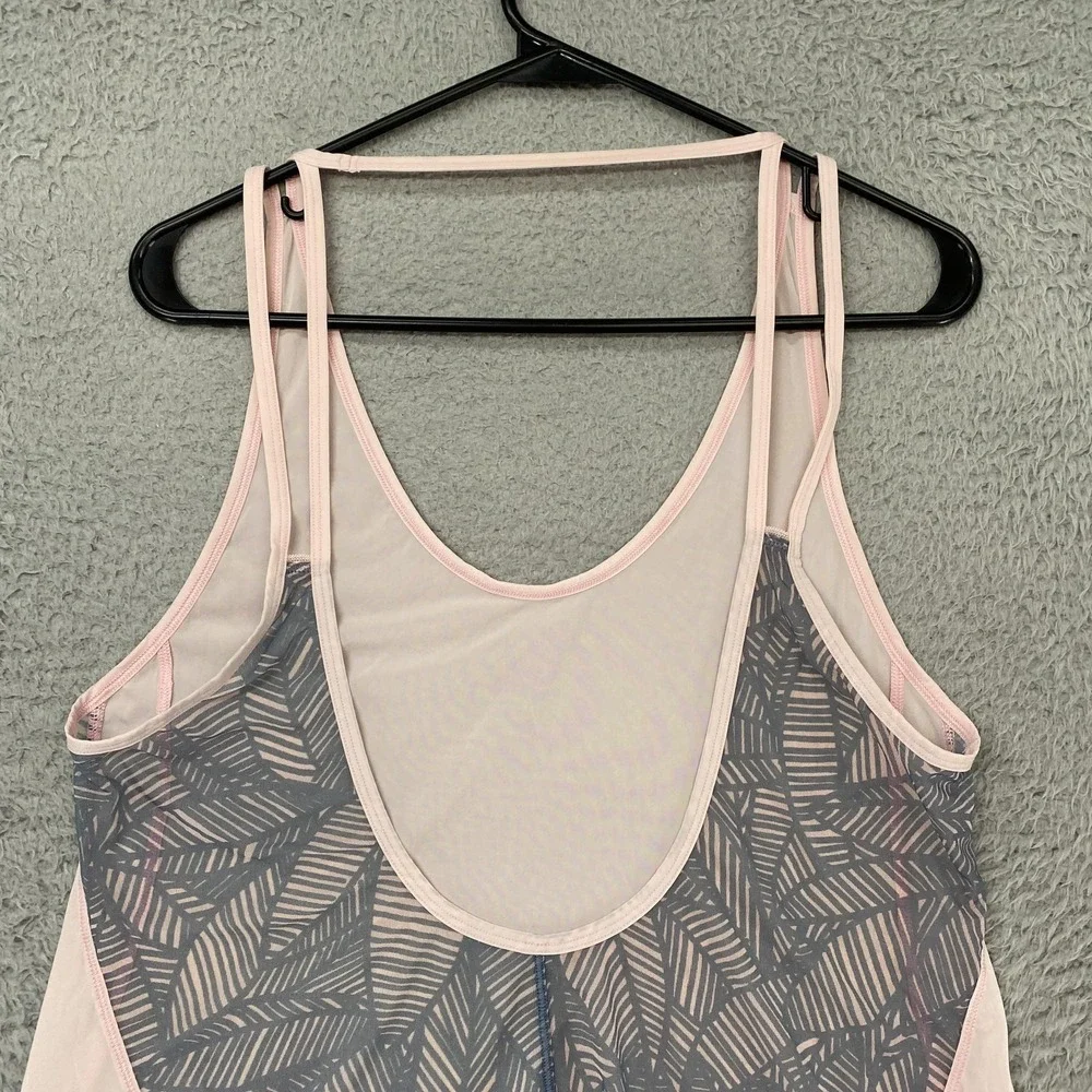 Lululemon Tank Top Womens‎ 10 Light Pink Sheer Overlay Geometric Back Yoga Gym